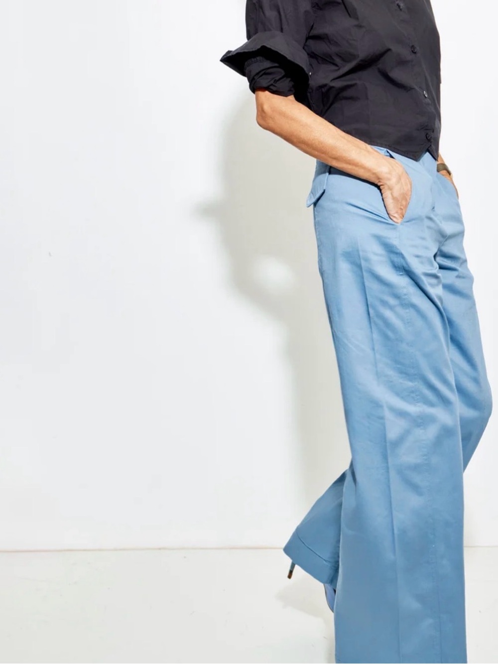 A Shirt Thing Wide Leg Pants Light Blue 100% Cotton Size S Made in Los Angeles